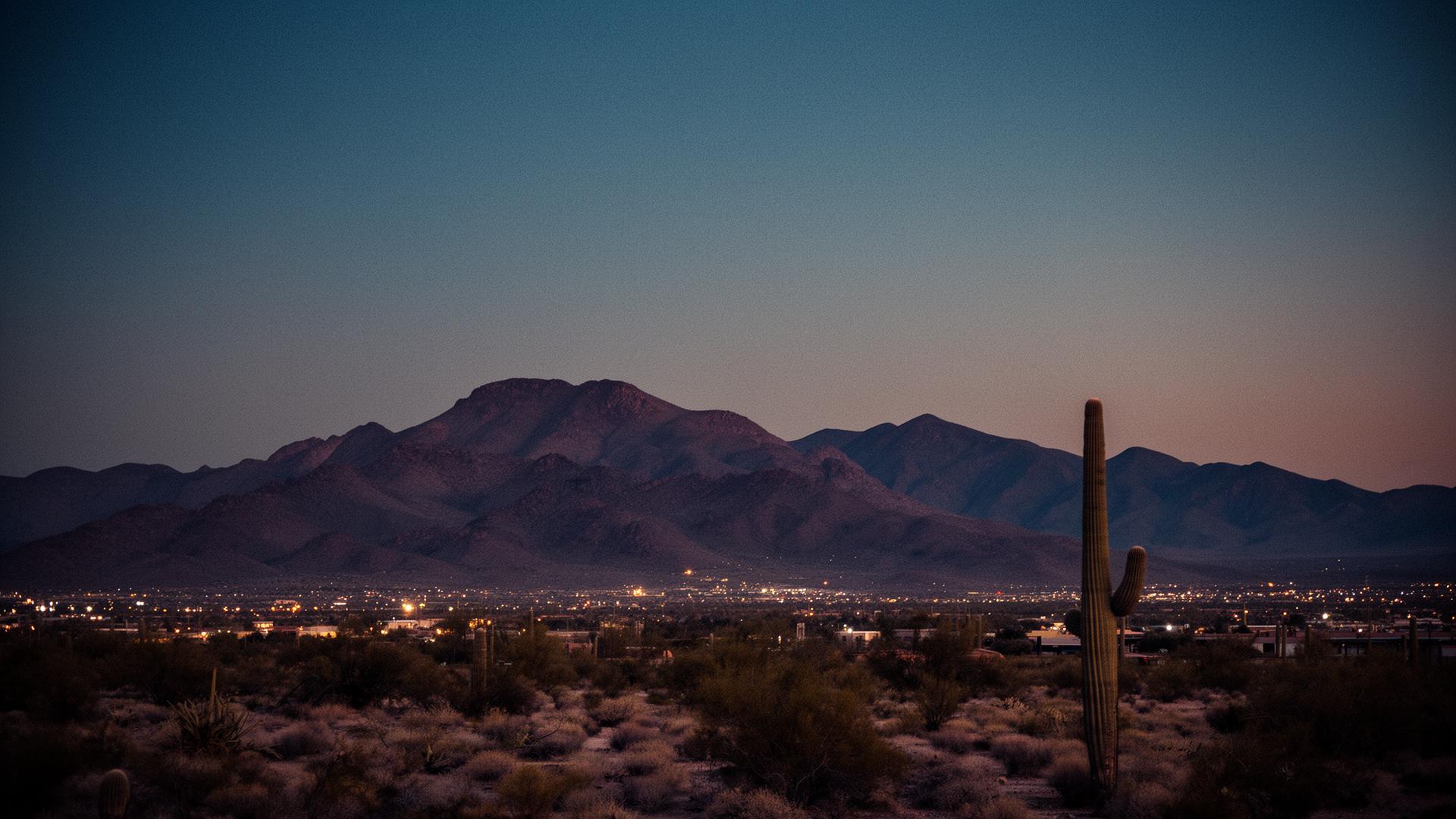 Desert dusk over Phoenix valley